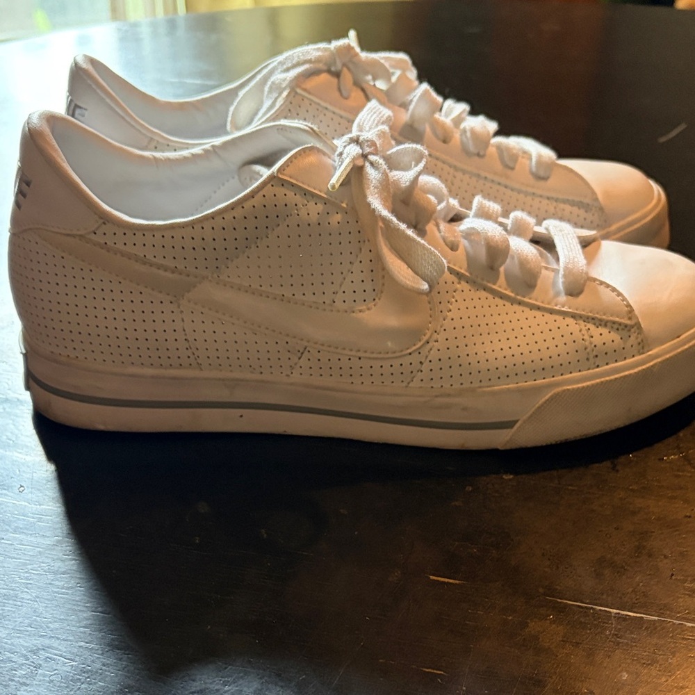 Nike White Perforated Low-Top Athletic Sneakers